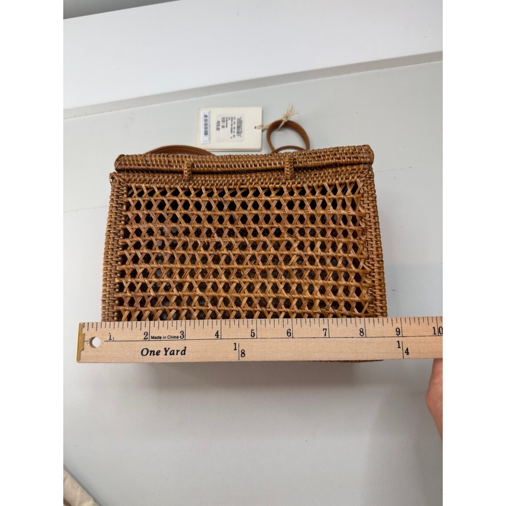 Bembien Rose Handwoven Rattan Crossbody Box Bag Leather Strap MSRP 210 NEW - Picture 7 of 11